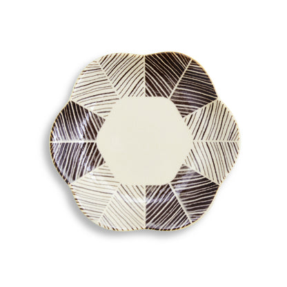 natural69　粉引釉　六方押小皿