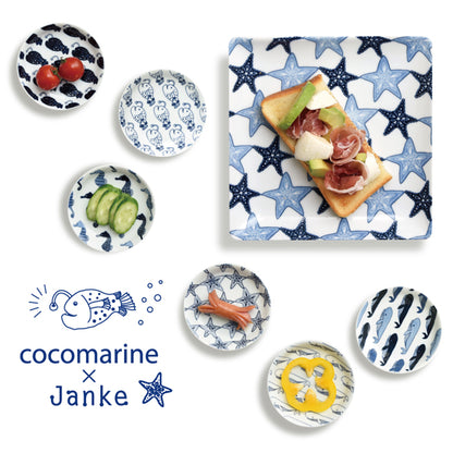 [Hasami ware] [natural69] [cocomarine x Janke] [conformal plate] Cocomarine Yanke fish saltwater fish tableware Nordic style square plate pattern pattern