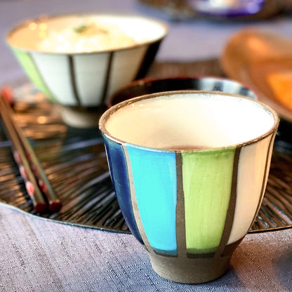 【波佐见瓷器】【Zuiko】【防水托草】【茶杯】杯子五颜六色的可爱工艺感陶器