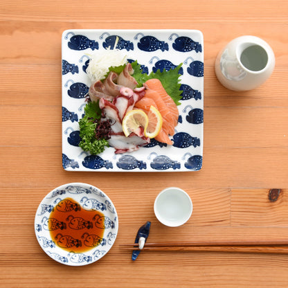 [Hasami ware] [natural69] [cocomarine x Janke] [conformal plate] Cocomarine Yanke fish 咸水鱼餐具北欧风格方形盘子花纹图案