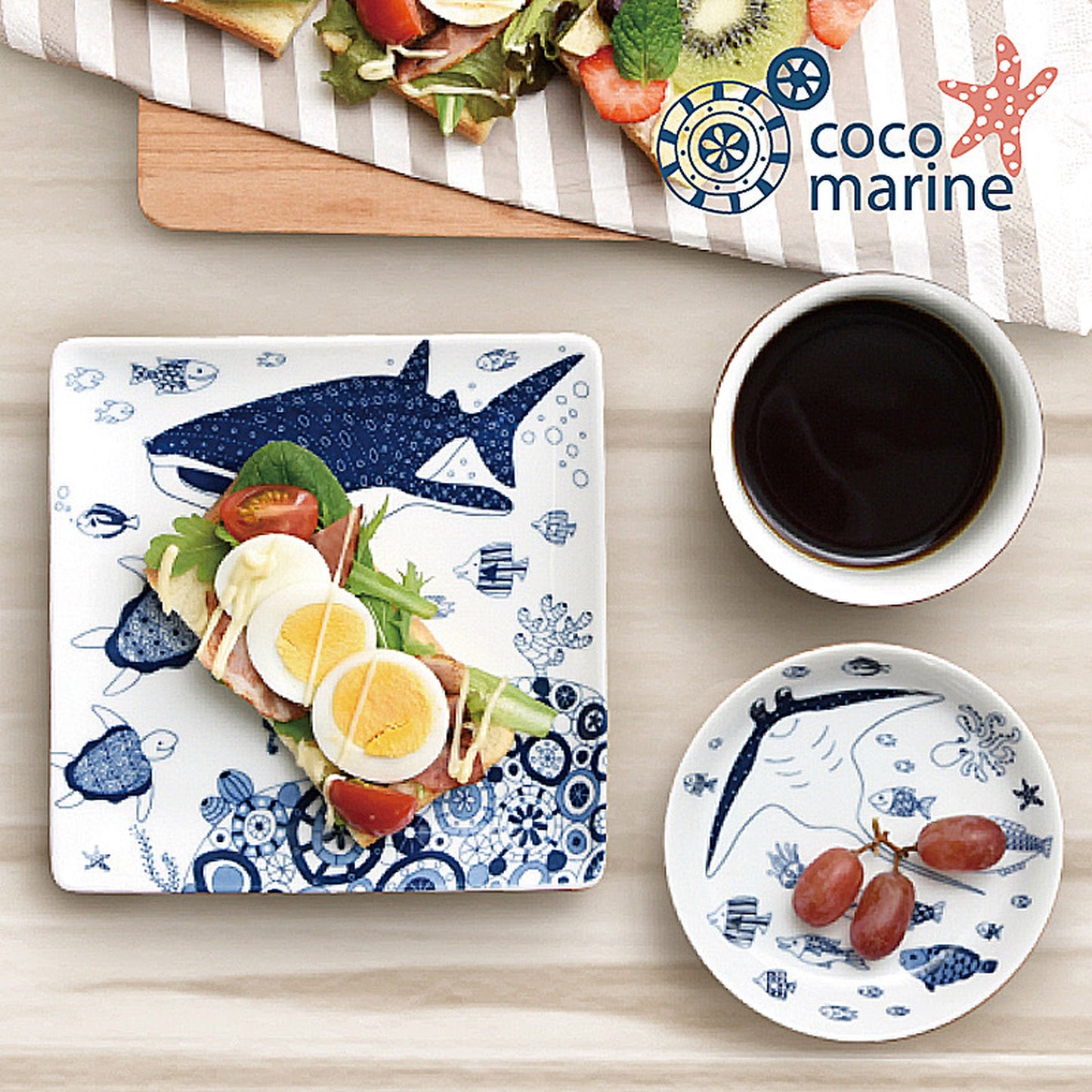 [Hasami ware] [natural69] [Cocomarine] [cocomarine] [Bowl S] 小餐具北欧时尚海洋生物水族箱