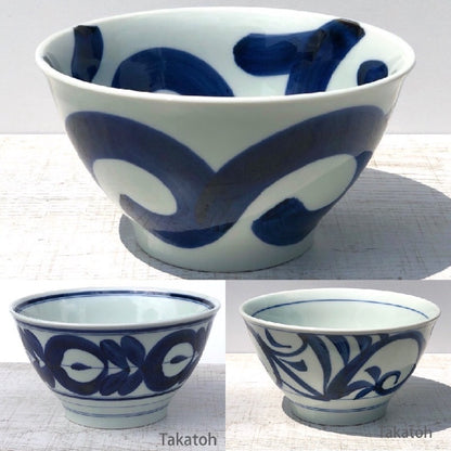 [Hasami ware] [Nakazen] [Ran bowl] [LL] Taikarakusa, Tobe arabesque, Surrounding flower, Majolica, Leaf, Hand-painted, Hasami ware, Fashionable, Adult