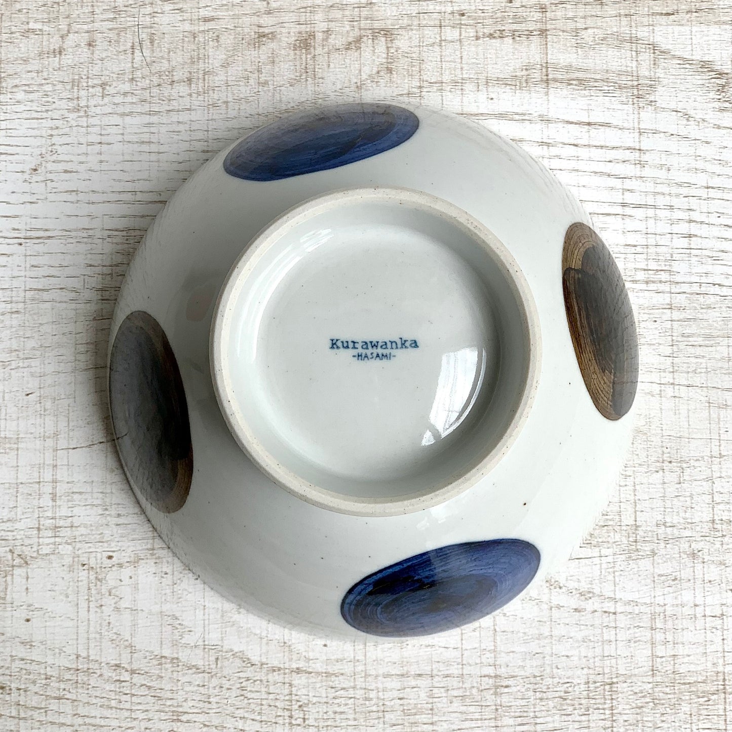[Hasami ware] [Wazan kiln] [Wamaru crest bowl] [Blue] [Cantonese bowl] Donburi Ramen bowl Udon Japanese style