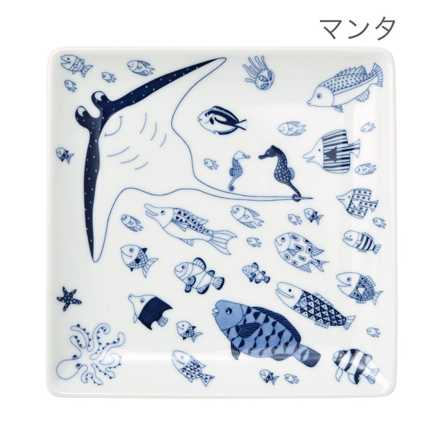 [natural69] [cocomarine] [conformal plate] [approximately 17 cm] Hasami ware tableware Nordic square plate square whale shark fish pattern manta
