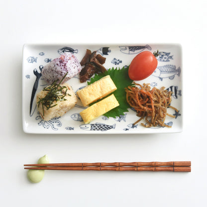 [natural69] [Hasami ware] [cocomarine] [Long angle plate] Grilled plate Rectangle grilled plate Long plate Natural rock Cocomarine plate