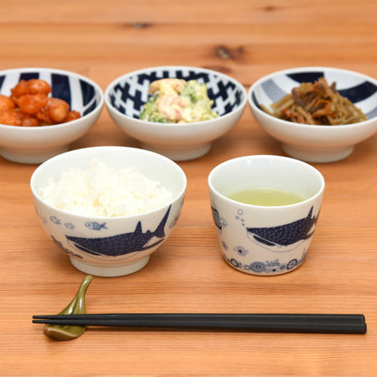 [natural69] [cocomarine] [tea bowl] Hasami ware rice bowl tableware Nordic fashionable fish pattern cocomarine whale shark coral manta