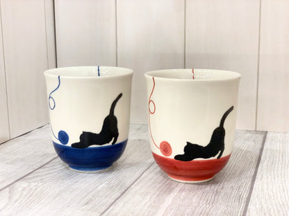 [Hasami ware] [Kikusho pottery] [Yarn cat] [Yunomi] 猫咪图案杯子可爱