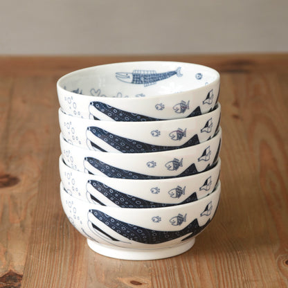 [natural69] [cocomarine] [small bowl] [large organism] Hasami ware tableware Nordic fashionable fish pattern whale shark manta ray bowl