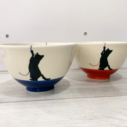 [Hasami ware] [Kikusho pottery] [Yarn cat] [Tea bowl] 猫纹可爱