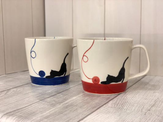 [Hasami ware] [Kikusho pottery] [Yarn cat] [Mug cup] Cat pattern cute