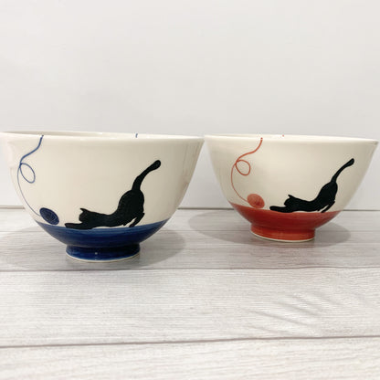 [Hasami ware] [Kikusho pottery] [Yarn cat] [Tea bowl] 猫纹可爱