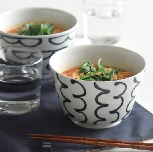 [natural69] [steel line] [bowl] Hasami ware tableware Nordic fashionable ramen bowl bowl