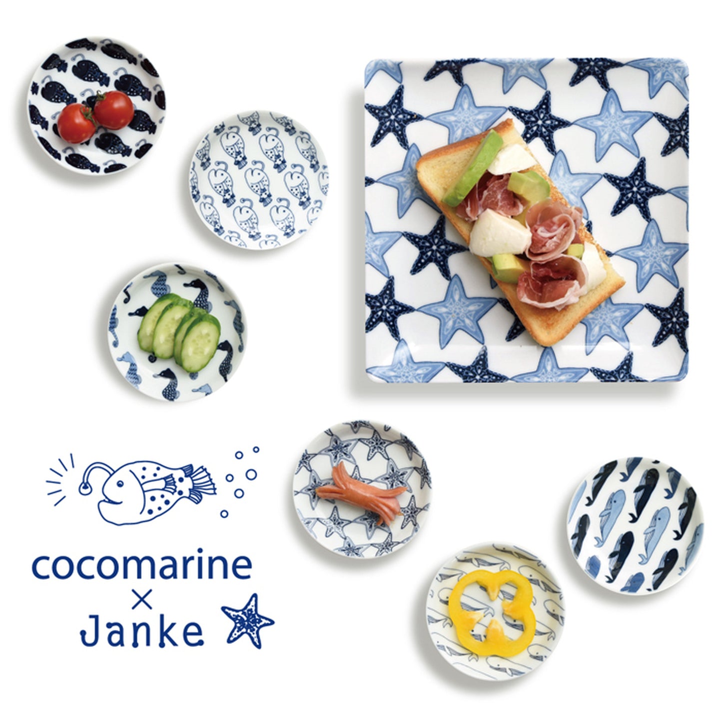 [Hasami ware] [natural69] [cocomarine x Janke] [Mamezara] Cocomarine Yanke Fish 咸水鱼餐具北欧小盘酱油盘
