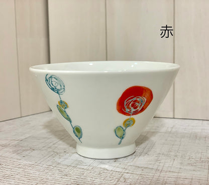 [Hasami ware] [Rosa] [Tea bowl] Floral rose rice bowl Fashionable cute
